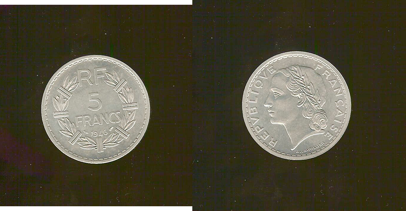 5 francs Lavrillier, aluminium 1946 SPL+